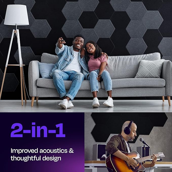 Acoustic Panels 12-Pack Soundproof Wall Panels 14"X12.1"X0.4" Sound Panels High - Image 2