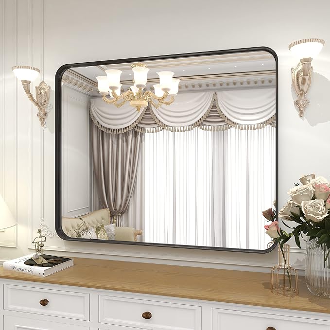 VooBang Bathroom Mirror 24x32 inch, Modern Round Corner Bathroom Vanity Mirror - Image 6