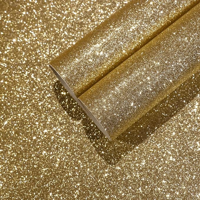 CHIHUT 15.7''x236'' Champagne Gold Glitter Contact Paper Peel and Stick Glitter by CHIHUT