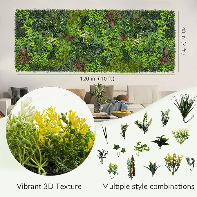 Artificial Plant Wall Boxwood Roll: 48"x120" UV Resistant Green Leaves Faux - Image 2