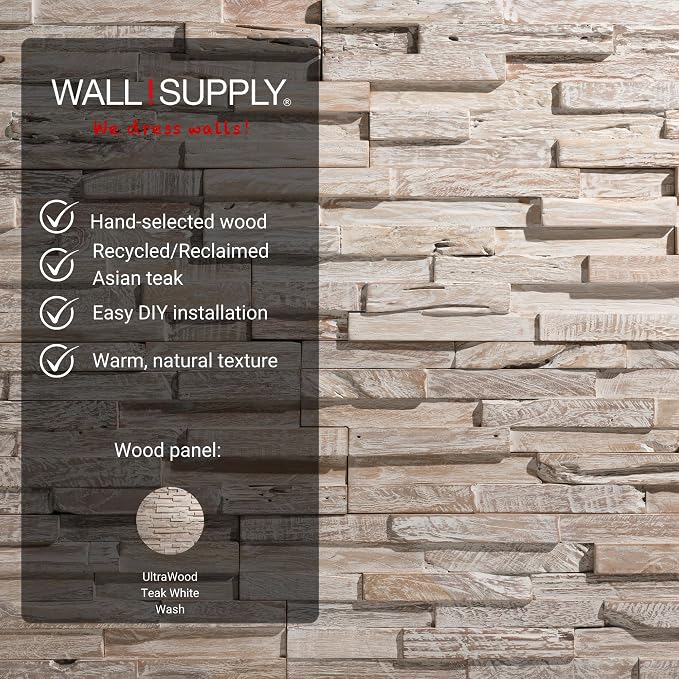 Wall!Supply 3D Wall Panels – Reclaimed Whitewash Asian Teak Wood – Home Decor - Image 4