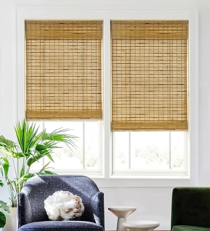LazBlinds No Tools No Drill Cordless Bamboo Roman Shades, Custom Light - Image 4