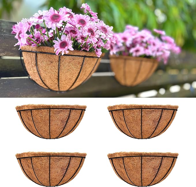 LaLaGreen Wall Planters for Outdoor Plants, 4 Pack, 12 Inch Half Round Plant by L%C3%A1L%C3%A1Green
