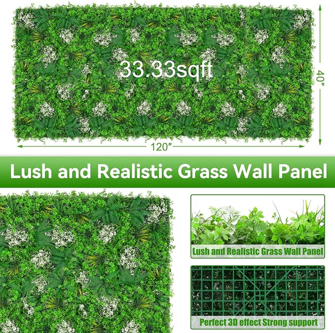 40"x120" Grass Wall Panels, Artificial Greenery Backdrop Wall - Image 2