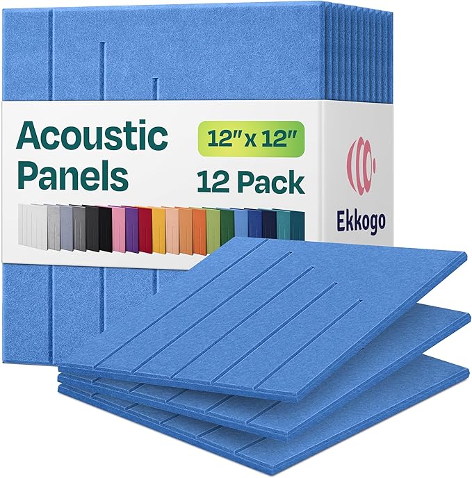 Acoustic Panels 12-Pack Soundproof Wall Panels 12"x12"x0.4" Decorative Sound by EkkogoAcousticPanels