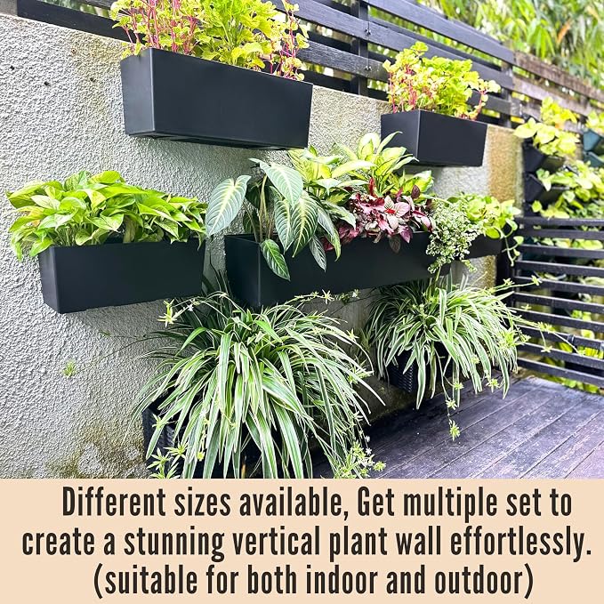 LaLaGreen Wall Planters for Outdoor Black Self Watering System Hanging Plant - Image 3