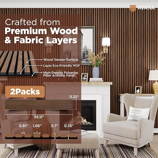 Avana Acoustic Wood Wall Panels –93.2x11.25 Inch Panels – Fits 94x12 Layout – - Image 4
