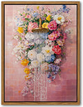 Floating Framed Floral Shower Wall Art, Romantic Blooming Roses Waterfall by Unknown