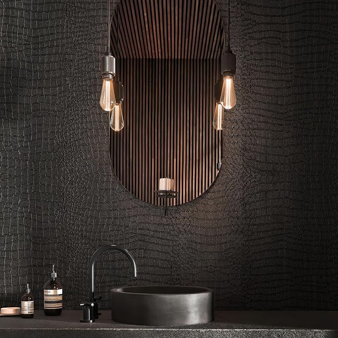 Zeeko Black Peel and Stick Wallpaper 23.6" x 400" Removable Crocodile Wallpaper - Image 5