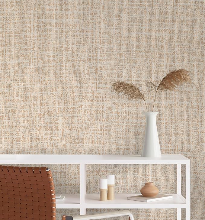 Guvana Grasscloth Peel and Stick Wallpaper Beige Textured Contact Paper Modern - Image 6