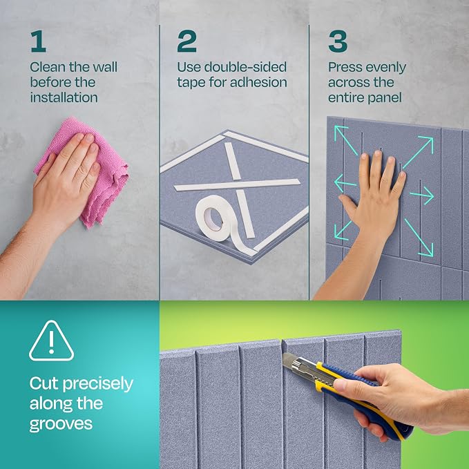 Acoustic Panels 12-Pack Soundproof Wall Panels 12"x12"x0.4" Decorative Sound - Image 5