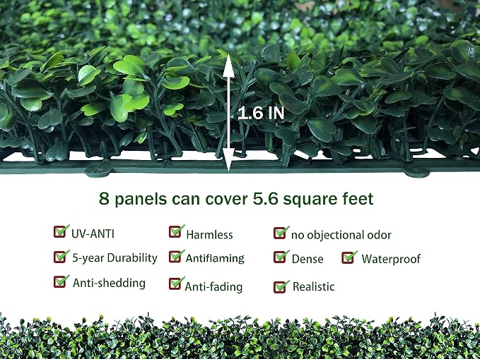 ODTORY Artificial Grass Wall Panel Backdrop, 10 X 10 in 8P UV-Anti Greenery - Image 3