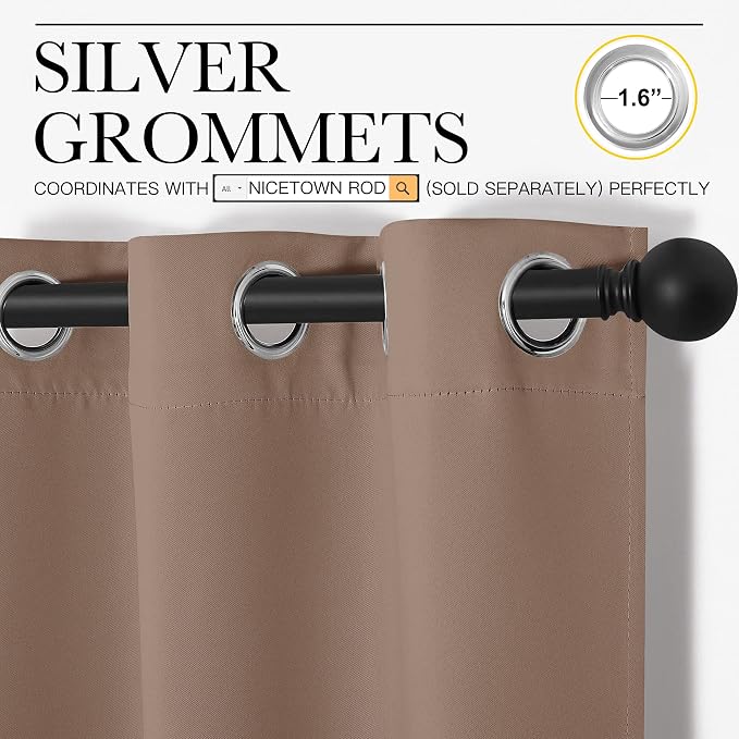 NICETOWN Short Window Treatment Thermal Insulated Solid Grommet Blackout - Image 3