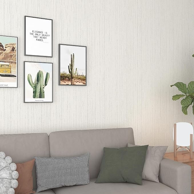 Livelynine 15.8x197 Grass Cloth Wallpaper Textured Neutral Beige Peel and Stick - Image 2