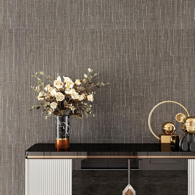 VEELIKE Truffle Brown Grasscloth Peel and Stick Wallpaper Faux Woven Grasscloth - Image 5