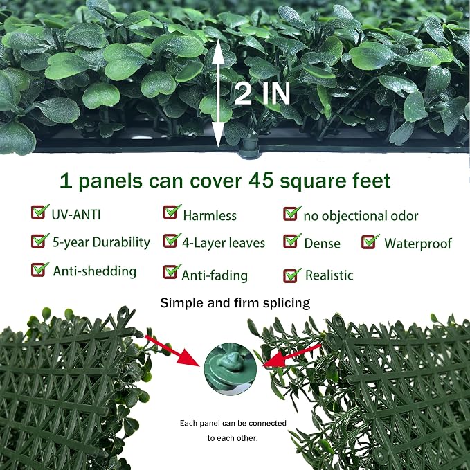 ODTORY Artificial Boxwood Roll Panels:54 X 120 in UV-Anti More Dense Greenery - Image 3