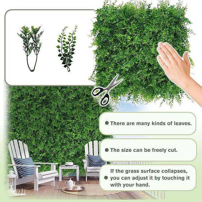 Greenery Faux Grass Wall Backdrop: 80"x120" UV-Anti Artificial Green Boxwood - Image 3