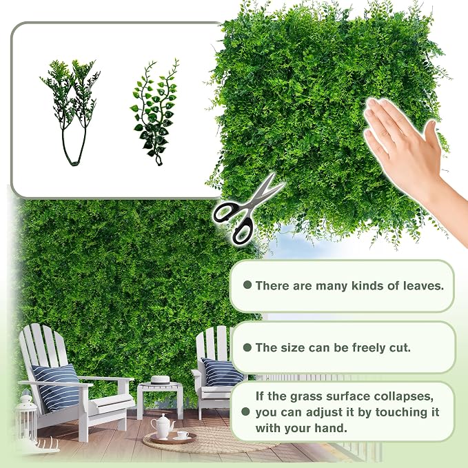 Greenery Faux Grass Wall Backdrop: 48"x128" UV-Anti Artificial Green Boxwood - Image 3