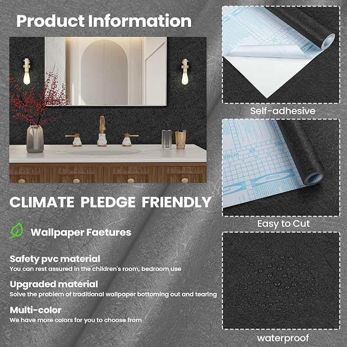 Dark Grey Peel and Stick Self Adhesive Wallpaper - Image 5