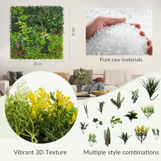 Artificial Grass Wall Boxwood Plant Panel: 20"x20" UV Resistant Green Leaves - Image 2