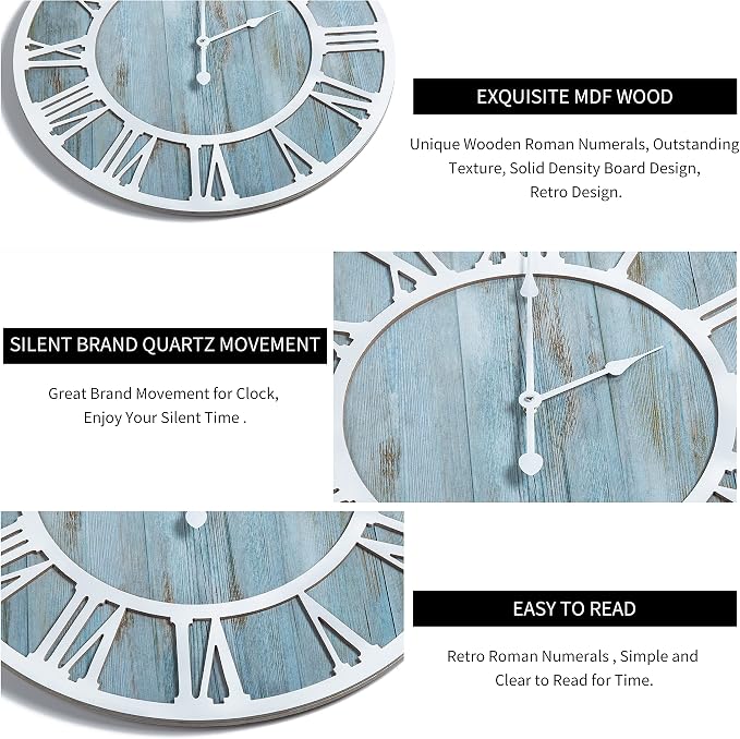 1st owned Wall Clocks for Living Room Decor, Round Silent Non Ticking, Modern - Image 6