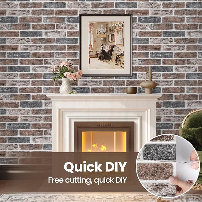 3D Wall Panels Brick Peel and Stick 26.7"x13.4"-10 PCS - Image 4