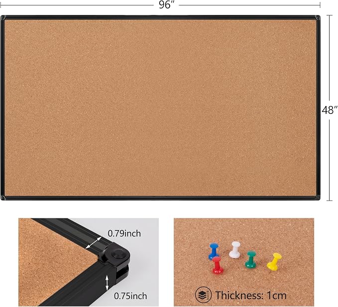 Extra Large Cork Bulletin Board 96" X 48", Wall Mounted Notice Pin Board - Image 6