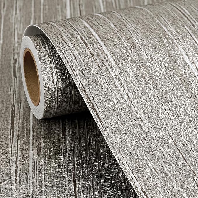 FunStick Taupe Grasscloth Peel and Stick Wallpaper Textured Grass Cloth - Image 7