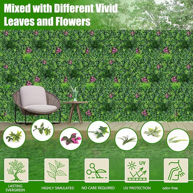 Artificial Grass Wall Roll Panels, UV-Anti Fake Greenery Plant Boxwood Panels - Image 3