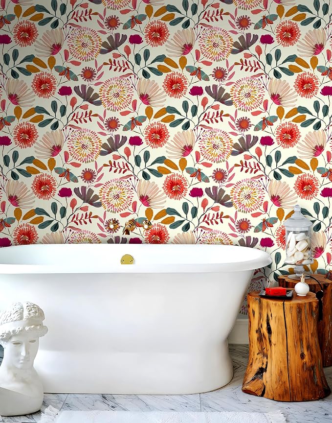 Wallpaper Peel and Stick Floral Wall Paper Removable Waterproof - Image 7