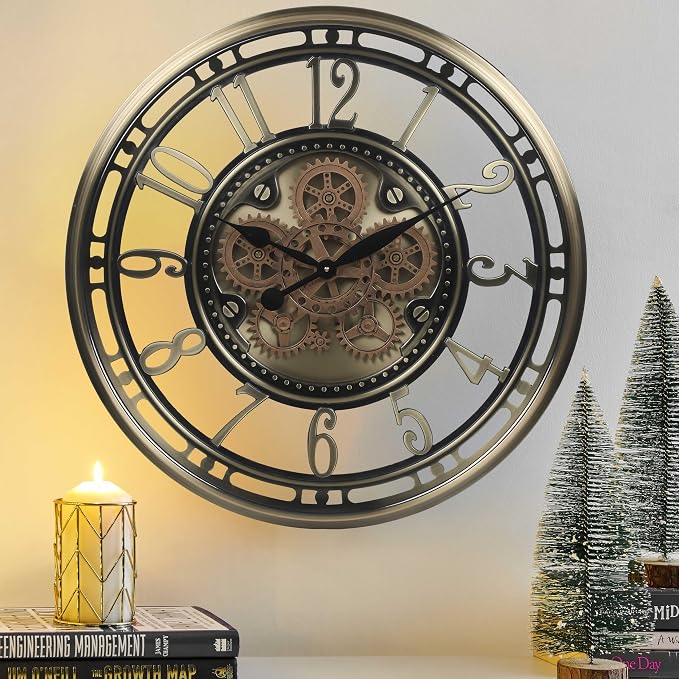 CLXEAST 28 Inch Large Moving Gear Wall Clock - Image 2