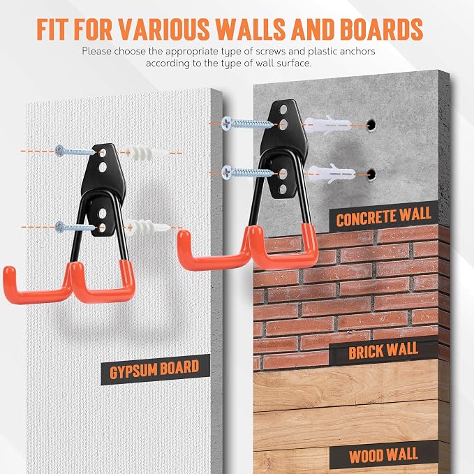 TONDA Garage Hooks, 20 Pack Garage Organization, Wall Storage Hooks Heavy Duty - Image 4