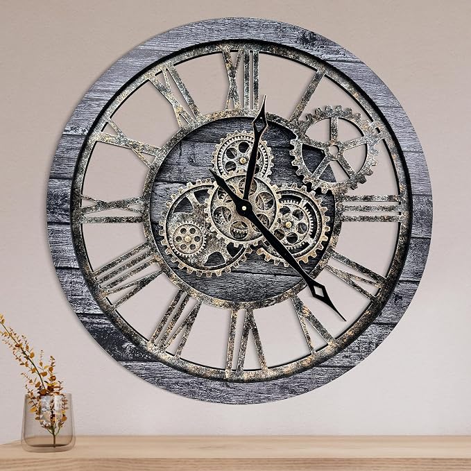 The B-Style Large Wall Clock 24 inch Moving Gear Wall Clock Oversized Vintage by TheB-StyleTB