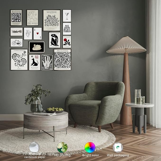 LANCHI95 16 PCS Black and White Home Decor, Eclectic Wall Art, Minimalist - Image 4