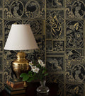 Erfoni 118"x17.7" Black and Gold Wallpaper Vintage Peel and Stick Wallpaper by Erfoni