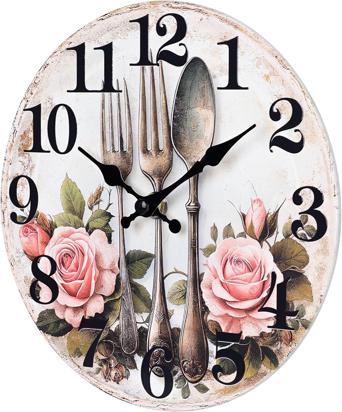 Kitchen Wall Clock, Vintage Floral Wall Clocks - Image 5
