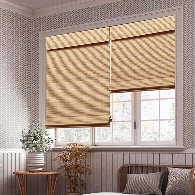 LUCKUP Cordless Bamboo Roman Blinds Shades - Image 6