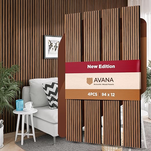 Avana Acoustic Wood Wall Panels – 93.2x11.25 Inch Panels – Fits 94x12 Layout – by AvanaHome