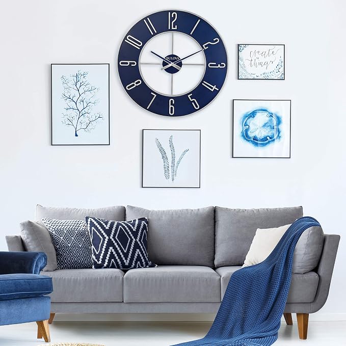 Bulova Blue Steel Oversize Wall Clock |Model C4809 - Image 3