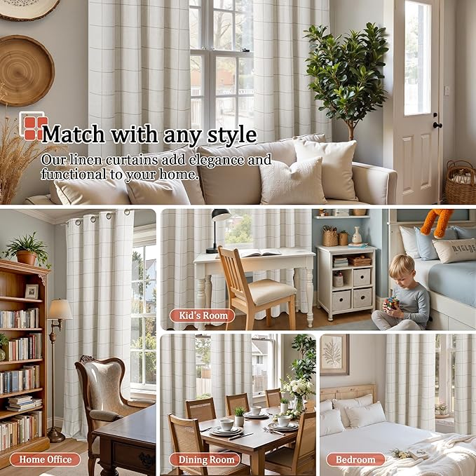 Lajode Plaid Curtains Pattern Printed 90 Inches Long - Image 4