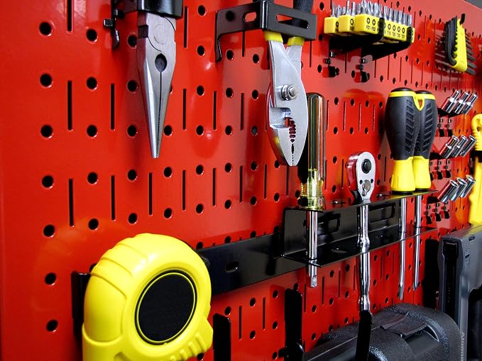 Wall Control Pegboard 16in x 32in Horizontal Red Metal Pegboard Tool Board Panel - Image 2