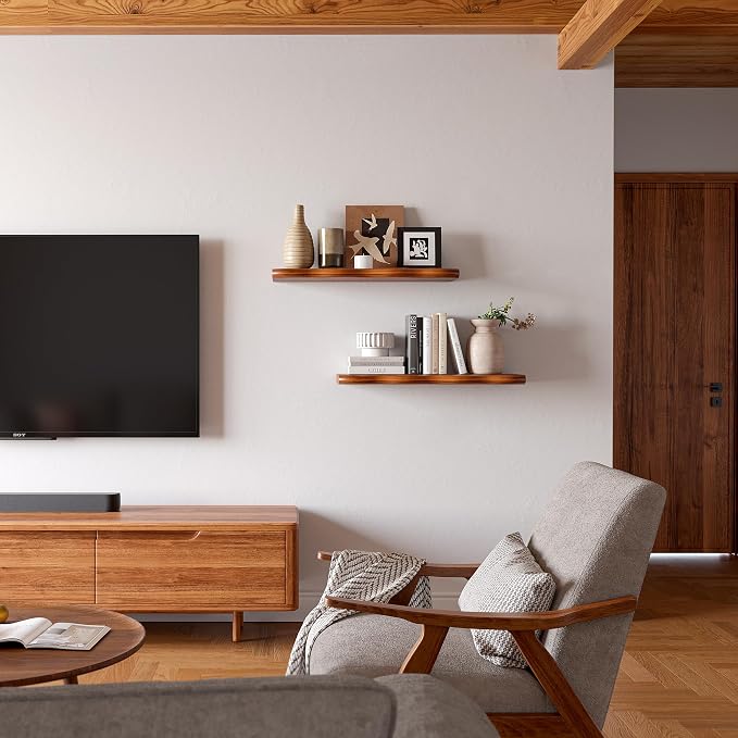 YUFLINX 24inch Walnut Finished Floating Shelves - Image 2