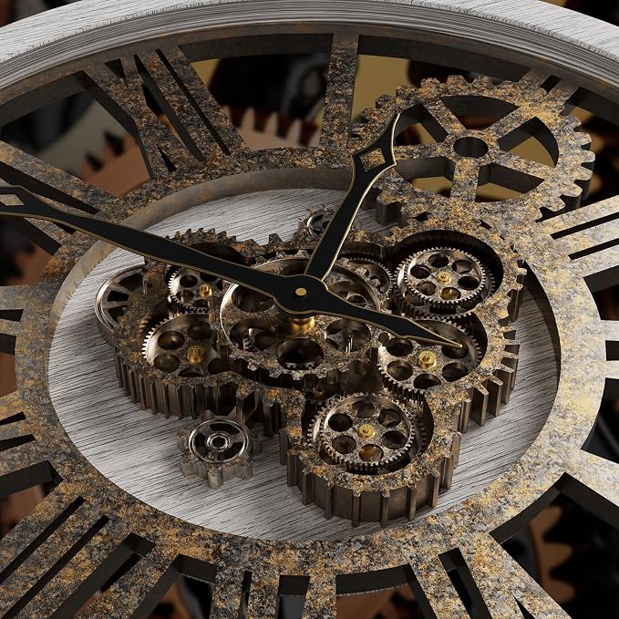 The B-Style Large Wall Clock 24 inch Moving Gear Wall Clock Oversized Vintage - Image 2