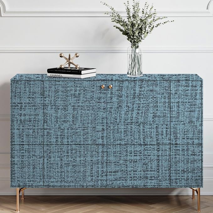 TANONE Blue Contact Paper Peel and Stick 15.8 in X 197 in, Grasscloth Wallpaper - Image 7