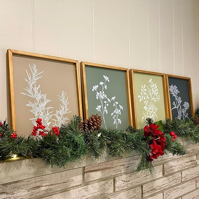 Framed Boho Wall Art Set of 4 for Wooded Minimalist Botanical Print Wall Art - Image 7
