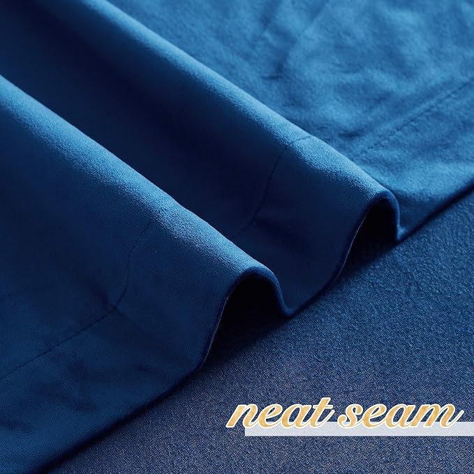 NICETOWN Blue Velvet Curtains 108 inches Long, Room Darkening Luxury Silky - Image 6