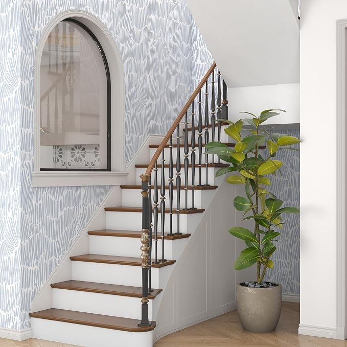 Theper Blue Wallpaper 17.3"×393" Modern Striped Peel and Stick Wallpaper Boho - Image 7