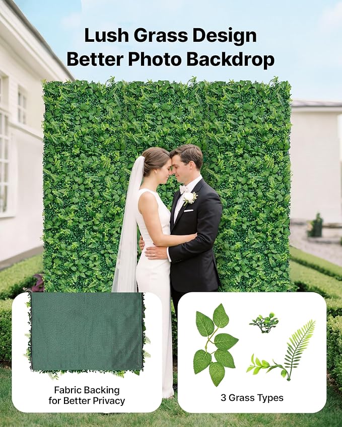 VEVOR Artificial Plant Wall, Each Panel 2 x 8 ft Artificial Boxwood Panels - Image 2