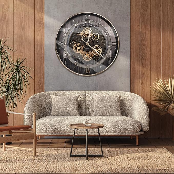 HOIBAI Wall Clock, 24 Inch Moving Gears Clock Large Wall Clock - Image 7