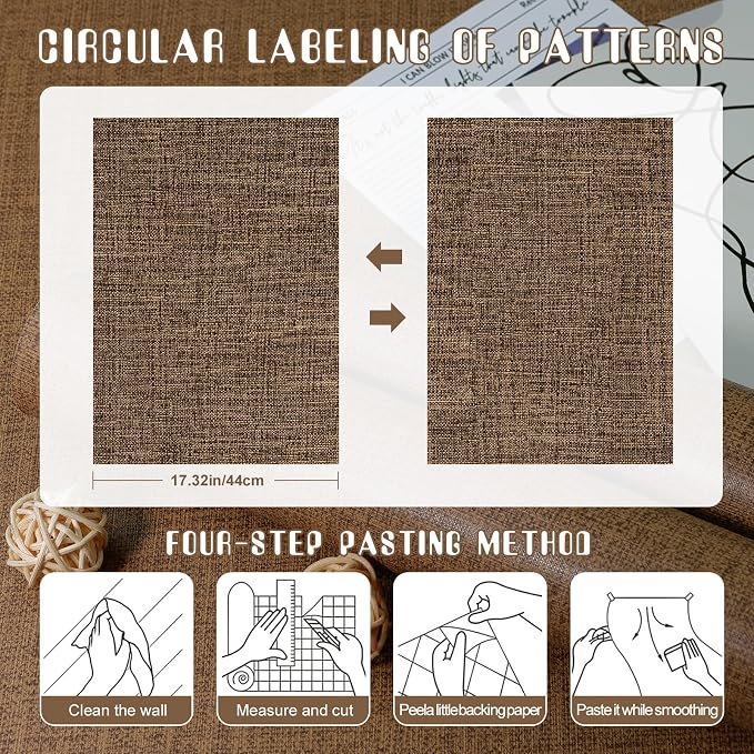 Amiya Grasscloth Brown Wallpaper Peel and Stick Faux Fabric Linen Contact Paper - Image 4